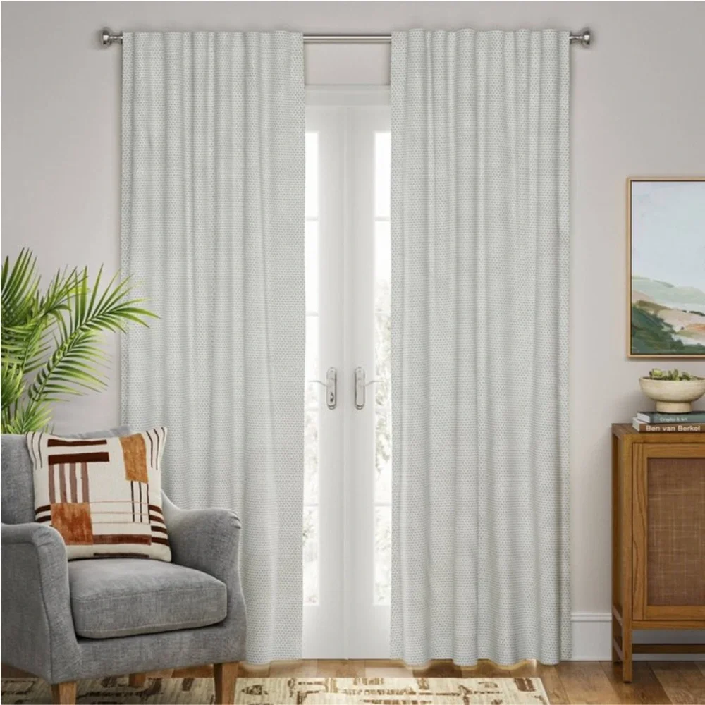 Woven Curtain Panel Gray/ White - Nate Berkus set of 2